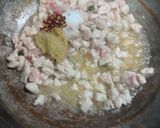 A picture of step 3 of American chopsuey with fried rice.
