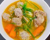A picture of step 3 of Banh Canh with Pork Bones and Meatballs.