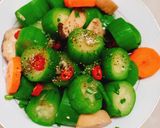 Hình bước làm 1 của món Mướp xào rau củ xanh rờn đẹp mắt ngon miệng