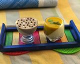 A picture of step 9 of Vanilla-Mango Panna Cotta & Coffee/Espresso Panna Cotta.
