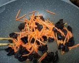 A picture of step 1 of Chinese Quick Vegetables Stir Fry celery, cloud ear, carrot mix.