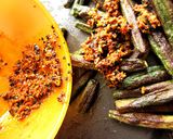A picture of step 8 of Microwave Kukurit Bhendi - Crunchy Okra in Microwave Step By Step Recipe.