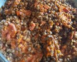Une image de l'étape 5 de Lentilles aux lardons sauce tomate bio.