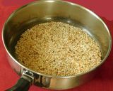 A picture of step 4 of Ellu satham (ellorai in Tamil)-Rice cooked with sesame seed masala powder.