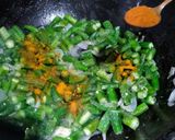 A picture of step 2 of Bhindi Keri masala ♥️.