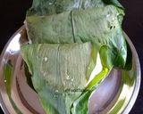 A picture of step 6 of Haladi Patra Pitha/Turmeric Leaves covered Cakes.