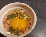 A picture of step 3 of Microwave Egg Cocotte with Bacon and Chives.