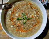 A picture of step 7 of Desi chicken corn soup.