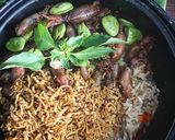Foto langkah ke 4 dari resep Nasi bakar cumi asin,ikan teri & pete rumahan.