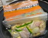 A picture of step 4 of 3 dishes cooked in 1 pot.