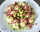Foto del paso 6 de la receta: Gnocchi relleno de queso, con jamón y salsa edamame