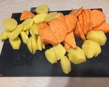 A picture of step 1 of Potato and Sweet Potato bake.