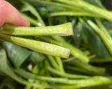 A picture of step 2 of Sautéed Yu Choy (aka Choy Sum).