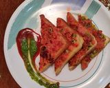 A picture of step 6 of Mixed veg bread Besan suji toast.