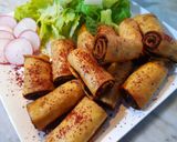 A picture of step 4 of Lahm Bi Ajeen Chicken Rolls.