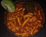 A picture of step 3 of Sev sabji with wheat roti.
