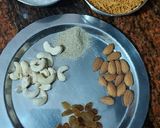 A picture of step 1 of Jawe ki Kheer with Dry fruits.