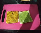 A picture of step 3 of Veg cheese toast sandwich.