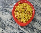 A picture of step 4 of Macroni with chicken sausage.