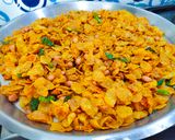 A picture of step 3 of Cornflakes Bhel.