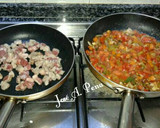 Foto del paso 8 de la receta: Berenjenas con jamón, lomo de cerdo con verduras y Bechamel