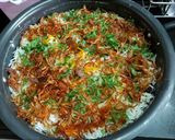 A picture of step 4 of Keema Masur Pulao.