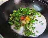 A picture of step 2 of Shorshe Bhindi or Okra in Mustard Paste.