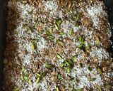 A picture of step 2 of Alpen and Lotus biscoff squares.