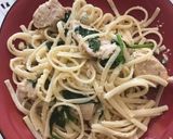 Foto del paso 3 de la receta: Linguini con salsa de crema y espinaca con pollo