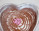 A picture of step 9 of Valentine's special Vanilla Chocolate Heart Cake / Zebra cake / Eggless cake.