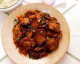 A picture of step 5 of Masaledar brinjal bhaji.