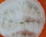A picture of step 9 of Dilkush or sweet bread with coconut and tutti frutti filling.