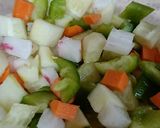 A picture of step 1 of Veggies, fruits and Cheese Salad.