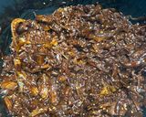 A picture of step 6 of Korean style glazed beef.