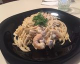 Foto del paso 9 de la receta: Pasta larga con Camarones y Pollo a la crema