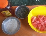 A picture of step 1 of Watermelon,oats raw soup.