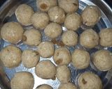 A picture of step 5 of Panchdhari ladoos.