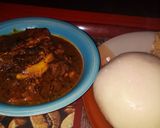 A picture of step 1 of Banga and atama soup.
