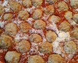 A picture of step 7 of Meatball Cornbread Baked Casserole/ Cornbread Pizza.