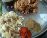 A picture of step 1 of Woodapple (kotha) and chilli chutney.