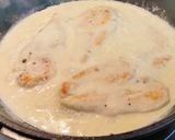 A picture of step 4 of Chicken Breast with Green Peppercorn Sauce.