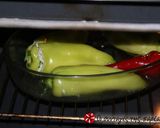 A picture of step 4 of Bull's horn peppers stuffed with feta cheese.