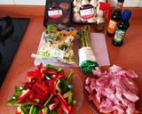 Foto del paso 1 de la receta: Wok de verduras con pavo, conejo y fideos de arroz