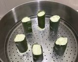 Foto langkah ke 5 dari resep Kue Putu Pandan (Cetakan daun pisang).