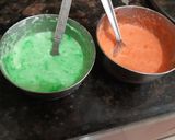 A picture of step 2 of Tri colour suji pancake Swiss roll.