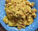 A picture of step 8 of Irish chips with Scrabbled egg.