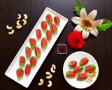 A picture of step 8 of Watermelon-shaped Kaaju Sweets.