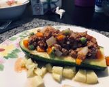 A picture of step 5 of Zucchini Stuffed with Picadillo.
