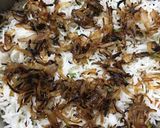 A picture of step 11 of Veg Hyderabadi Biryani with Boondi raita.