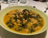 A picture of step 5 of Tuscan Kale, Chickpea, and Cannellini Bean Soup.